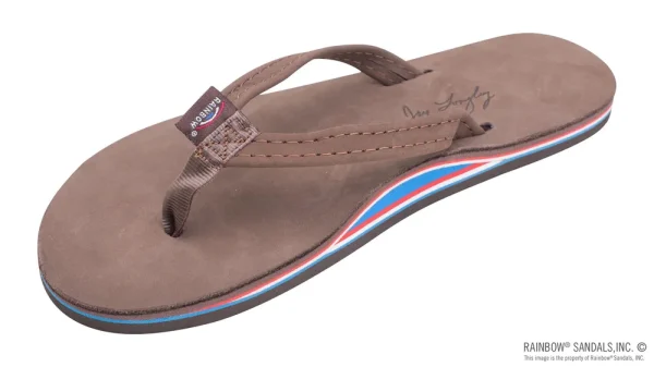 The Americana – Women’s Single layer Premier Leather Red White & Blue Mid Sole  with a 1/2″ Narrow