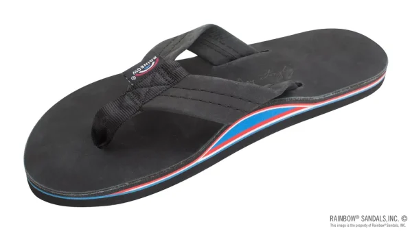 The Americana – Women’s  Single layer Premier Leather Red White & Blue Mid Sole with a 1″ Strap